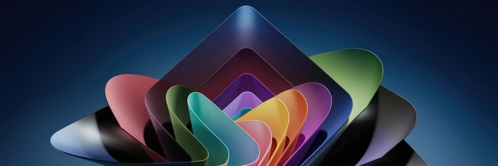 Poster - Abstract Multicolor Fractal Light Background in 3D Manual Rendering