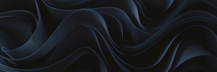 Leinwandbilder - Abstract black wavy texture background - 3D illustration