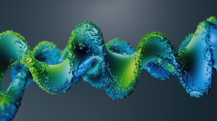 Poster - Abstract flowing particles creating a digital connection in green and blue hues