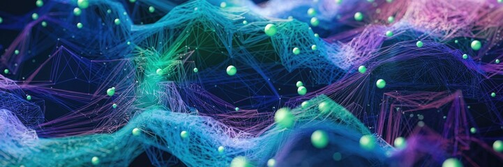 Poster - Abstract mesh background with technological particle elements