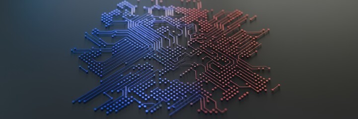 Aufkleber - abstract lines on a printed circuit board representing advanced technology.