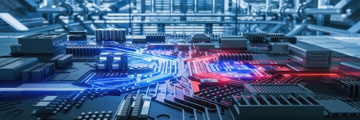 Aufkleber - abstract lines on a printed circuit board representing advanced technology.