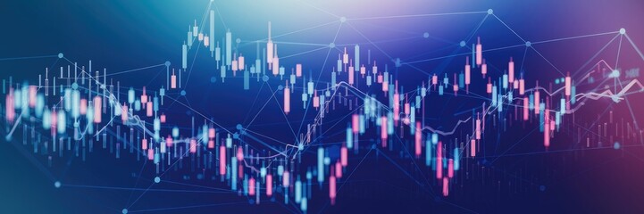 Poster - Abstract stock market chart background featuring a business network concept in 3D illustration.