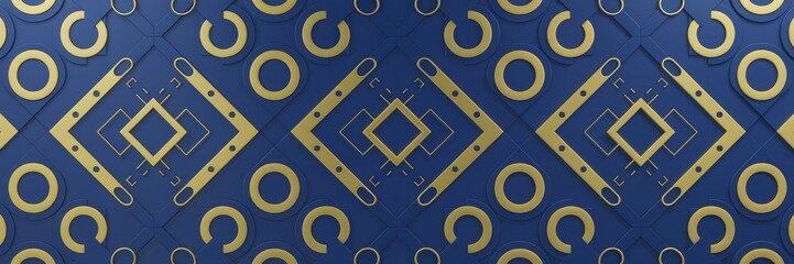Poster - Elegant Seamless Geometric Pattern with Golden Accents