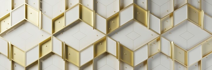 Poster - Elegant Seamless Geometric Pattern with Golden Accents