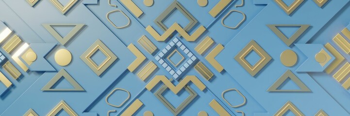 Poster - Elegant Seamless Geometric Pattern with Golden Accents