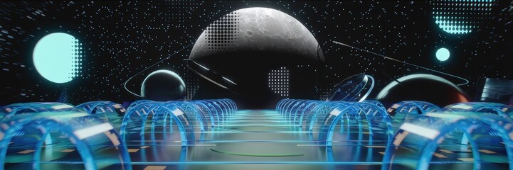 Leinwandbilder - Futuristic wallpaper design featuring a halftone pattern