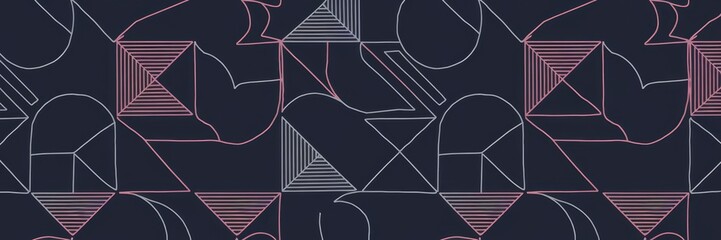 Poster - Geometric pattern formed by vibrant pink laser lines on a dark backdrop.