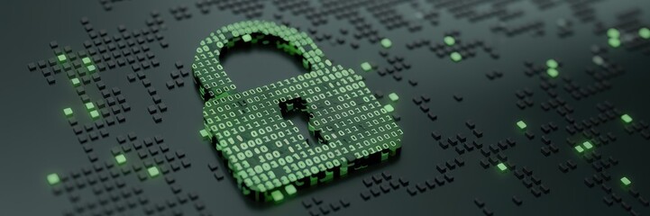 Aufkleber - Green Binary Code Background - Abstract Digital Security Concept and Technology Illustration