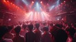© Рудой Максим - Crowd enjoying an energetic concert in a vibrant nightlife venue with colorful lights and lively atmosphere