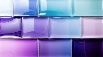 Wall Mural -   Close-up image of colorful glass block wall with phone centered