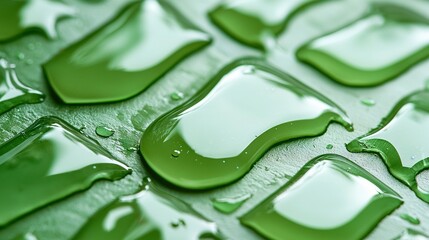 Canvas Print -   A close-up of a green and white tile with droplets of water at the base and edges of the tiles