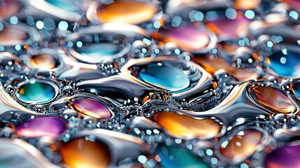 Sticker -   A close-up of water droplets on a painted surface