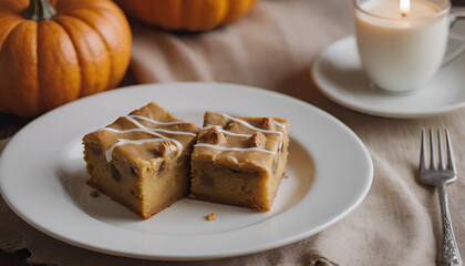 Wall Mural - pumpkin blondies on a plate