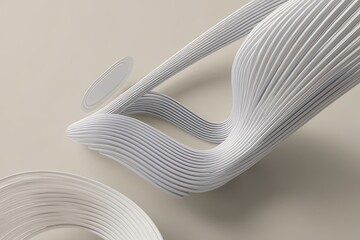 Three Dimensional Futuristic Abstract Rounded Lines on Light Background