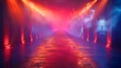 © Linus - A long hallway with red lights and a blue light