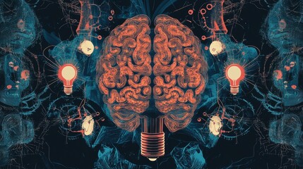 Poster - abstract symmetrical pattern representing brain development concepts such as e learning studying gea