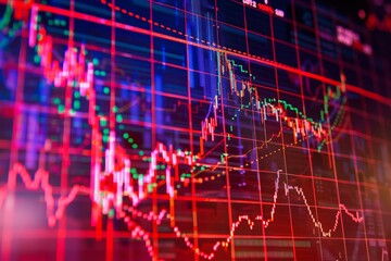 Aufkleber - A visualization of the fluctuating trends of a stock market graph