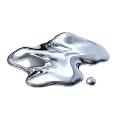 Hyperrealistic Liquid Chrome Isolated on Transparent Background