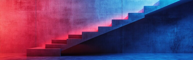 Poster - Minimalist terracotta staircase with concrete wall in a product placement scene premium 3D render