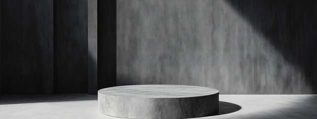 Poster - Minimalist abstract backdrop featuring a pedestal 3D illustration and rendering