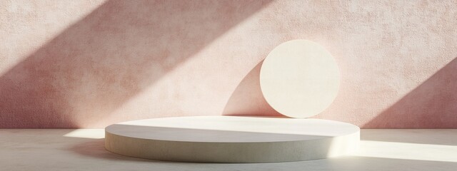 Poster - Minimalistic podium background featuring soft shadows 3D rendering