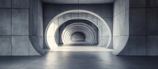 Aufkleber - Abstract industrial concrete hallway backdrop Dark modern concrete tunnel showcase podium and brutalistic setting 3D render