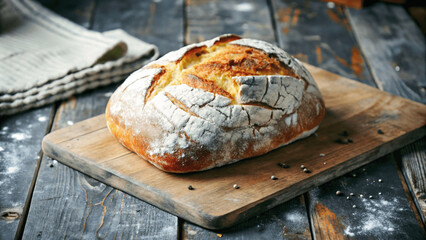 A close up of a freshly baked loaf ofbread