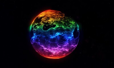 Wall Mural - Rainbow Earth in Space