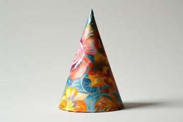 Wall Mural - Colorful party hat with a floral design, symbolizing celebration and festive occasions