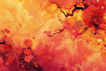Poster - An abstract representation of the lunar new year festival