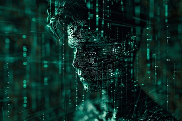 Poster - An elusive figure emerges from the depths of cyberspace