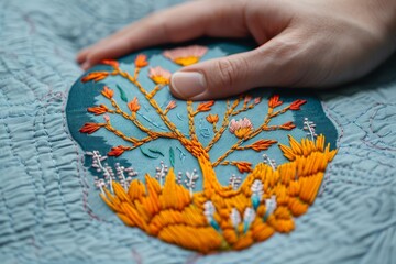 Poster - An embroidered design celebrating the bonds formed through acts of kindness and compassion