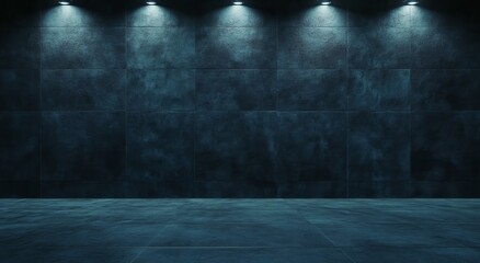 Poster - Empty loft style hall with front view of blank mockup wall.