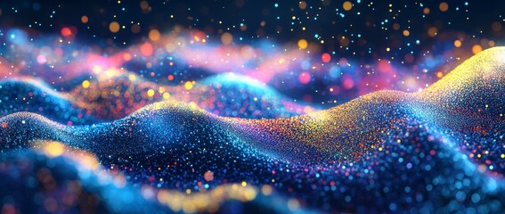 Wall Mural - An abstract blue background with colorful circular lines