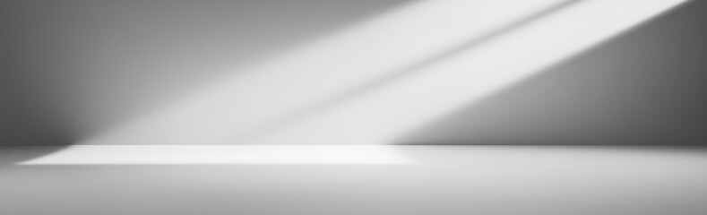Poster - White gray studio room gradients light background. Wide empty space background banner.