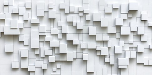Poster - The background wallpaper banner with copy space is random moved faded out white cube boxes