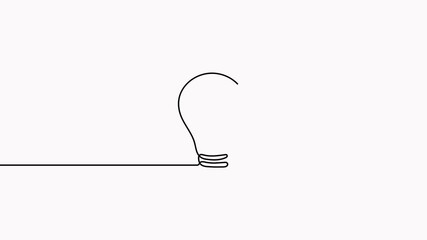 Poster - Lightbulb continuous line drawing animation. Electric lamp animated video.