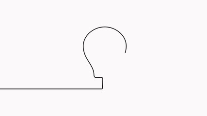 Poster - Light bulb one continuous line drawing animation. Animated electric lamp. Brainstorm linear symbol.