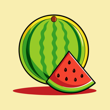 Watermelon with slice stock illustration