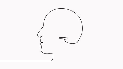 Poster - continuous line drawing head with light bulb animation. thinking linear symbol animated video. creat
