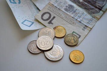 Polish Zloty Banknotes on White Background