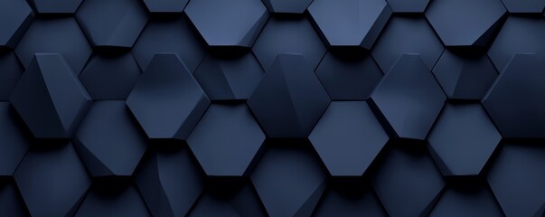 Poster - A hexagonal dark blue navy background texture placeholder, used for 3D illustrations and renderings