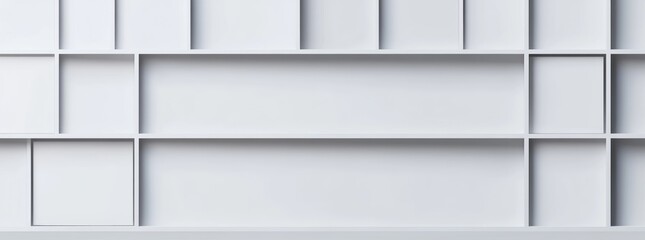 Poster - Design of abstract architecture with a minimalist modern background. White interior concept.