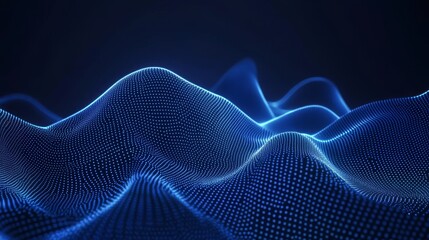 Poster - An abstract wallpaper with wavy lines glowing over a blue background in 3D