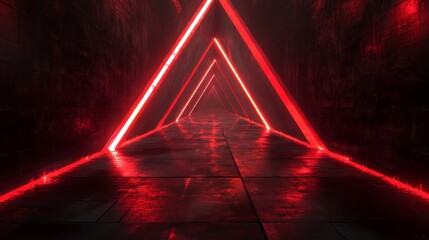 Poster - An abstract geometric neon red background with generative AI