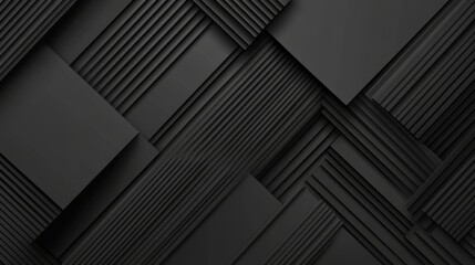 Poster - background with black diagonal lines, abstract geometric shapes made from paper with shadows, top vi