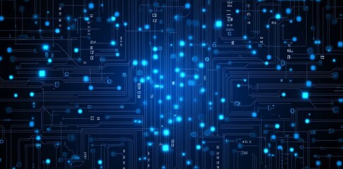 Poster - Abstract futuristic electronic circuit technology background in 2D