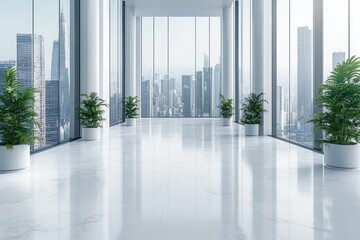 Poster - Modern Office with City Skyline View