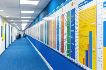 Poster - Office Hallway with Colorful Information Posters
